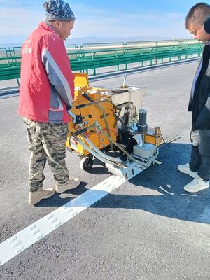 Due componenti 2K Linea sollevata / Linea della costola Macchina di marcatura stradale- batteria spingendo